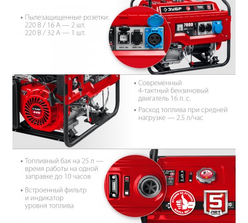 Генератор бензиновый ЗУБР СБ-7000Е