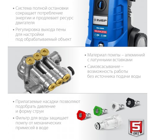 АВД-П200 Мойка высокого давления ЗУБР 200 Атм, 2600 Вт, П-165, Профессионал