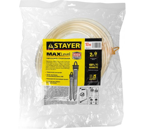 3486-06-10 Гидроуровень STAYER MASTER с усилен. измерит. колбой больш. размера d=6мм, 10 м