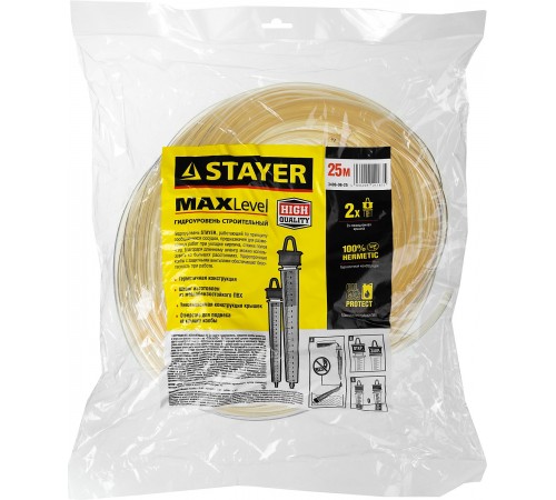 3486-06-25 Гидроуровень STAYER MASTER с усилен. измерит. колбой больш. размера d=6мм, 25 м