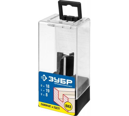 ЗУБР 18 x 19 мм, хвостовик 8 мм, фреза пазовая прямая 28780-18-19 Профессионал