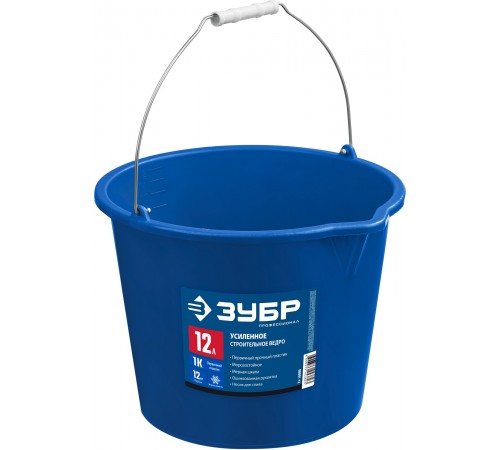 06091-12 Ведро ЗУБР усиленное строительное Профессионал 12л с носиком