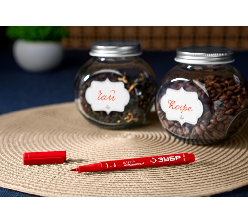 ЗУБР  МП-100 1 мм, заостренный, красный, перманентный маркер, Профессионал (06320-3)