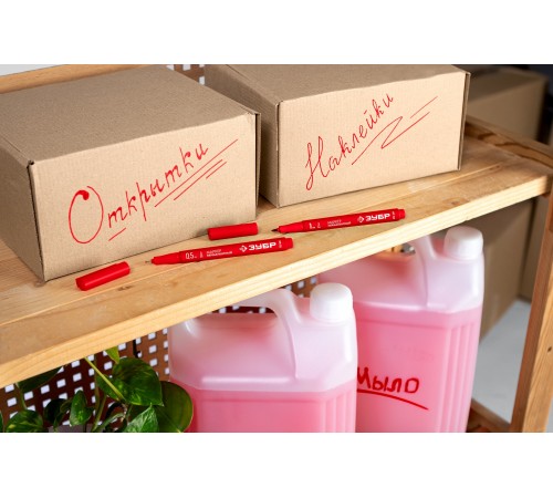 ЗУБР  МП-100 1 мм, заостренный, красный, перманентный маркер, Профессионал (06320-3)