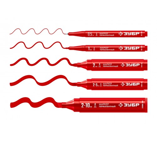 ЗУБР  МП-100 1 мм, заостренный, красный, перманентный маркер, Профессионал (06320-3)