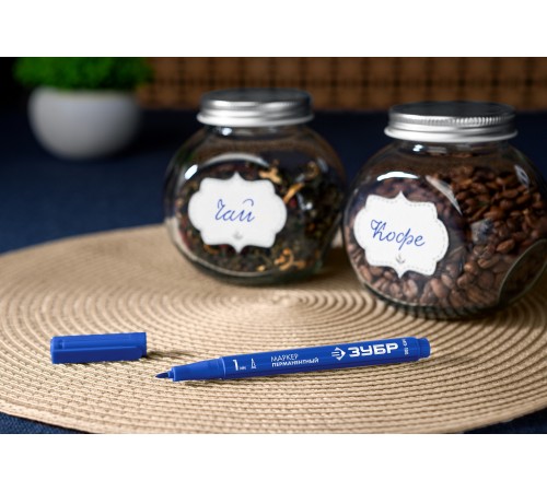 ЗУБР  МП-100 1 мм, заостренный, синий, перманентный маркер, Профессионал (06320-7)