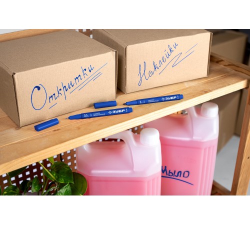 ЗУБР  МП-100 1 мм, заостренный, синий, перманентный маркер, Профессионал (06320-7)