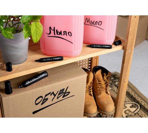 06323-2 Маркер перманентный ЗУБР ПРОФЕССИОНАЛ клиновидный, черный 2-5мм