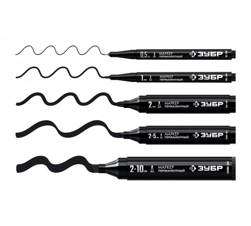 06323-2 Маркер перманентный ЗУБР ПРОФЕССИОНАЛ клиновидный, черный 2-5мм