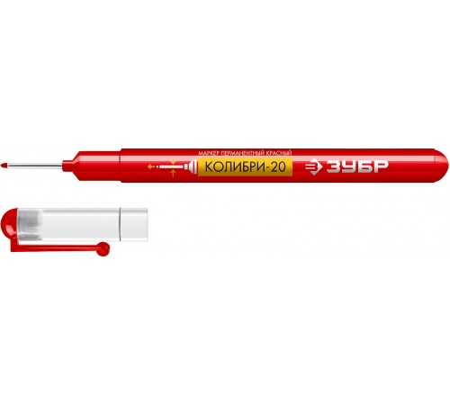 Маркер перманентный ЗУБР КОЛИБРИ-20 красный, наконечник - L, 20мм, 0,7мм 06328-3