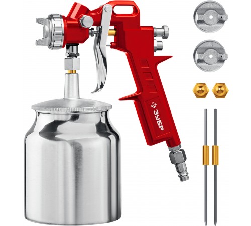 ЗУБР сопло 1.2, 1.5, 1.8 мм, краскопульт пневматический с нижним бачком МС 200Н-3 06457