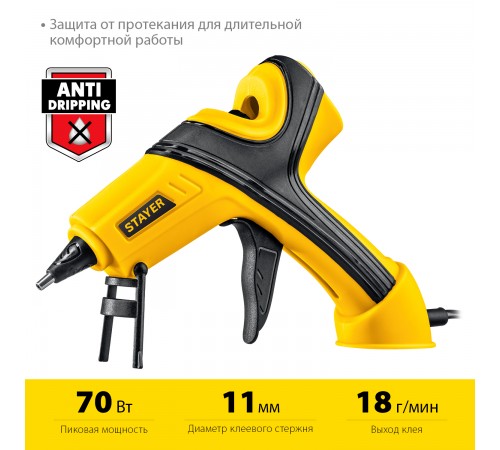 0681-20 Пистолет STAYER PRO 11 термоклеевой электрический d 11мм,18г/мин