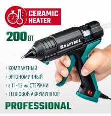 Пистолет термоклеевой электрический KRAFTOOL Grand 200 d 11-12 мм, 25г/мин 06839
