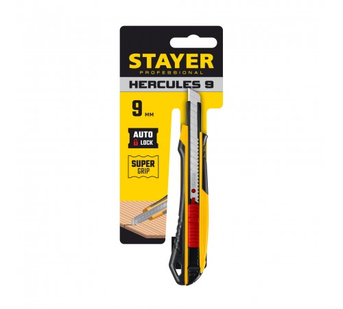 0903_z01 Нож STAYER HERCULES-9 сегментированное лезвие 9мм