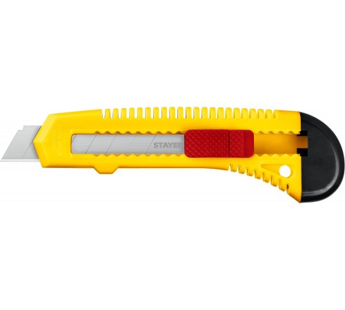 0911_z01 Нож STAYER FORCE, 18мм, упрочненный из АБС пластика со сдвижным фиксатором