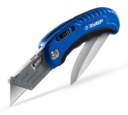 Нож ЗУБР Компакт-2-А24 складной универсальный 2в1 с трапециевидным лезвием 09227
