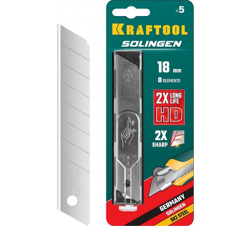 09605-18-S5_z02  Лезвия сегментированные KRAFTOOL SOLINGEN 18 мм 8 сегментов