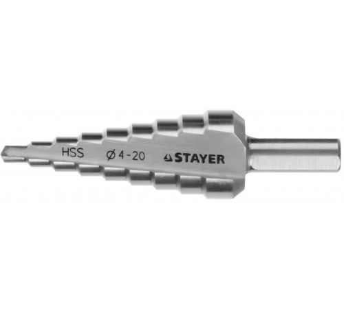 STAYER 4-20 мм, 9 ступеней, HSS, сверло ступенчатое 29660-4-20-9 Master