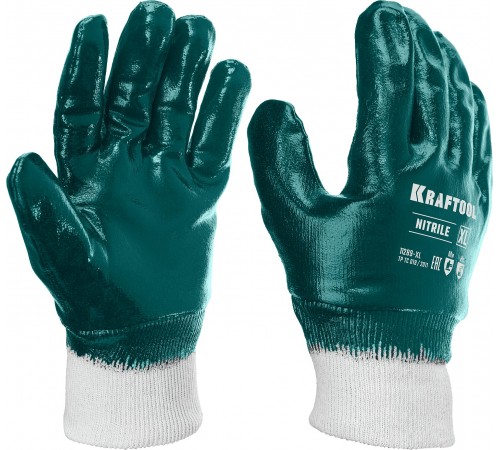 Перчатки KRAFTOOL HYKRAFT размер L с манжетой,износостойкие 11289-XL