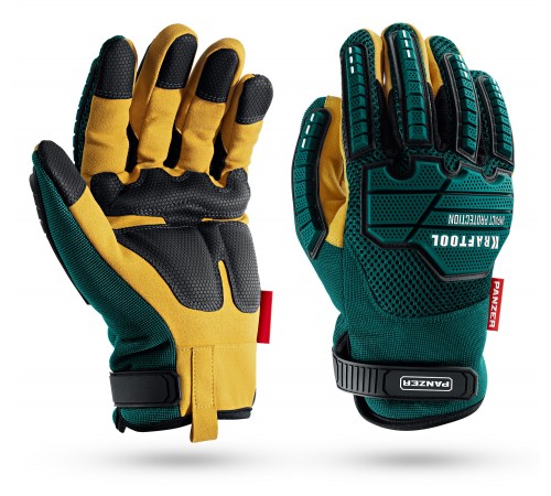 Перчатки KRAFTOOL PANZER комбинированные, виброзащита, увеличенные противоударные накладки 11298-L