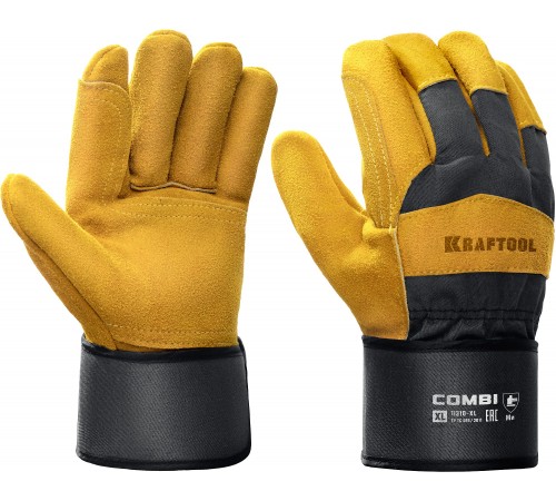 Перчатки спилковые, комбинированные KRAFTOOL COMBI 11310-XL