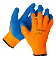 11465-S Перчатки ЗУБР УРАЛ утепленные акриловые с рельефным латексным обливом, размер S-М
