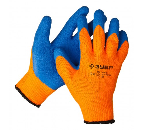 11465-S Перчатки ЗУБР УРАЛ утепленные акриловые с рельефным латексным обливом, размер S-М