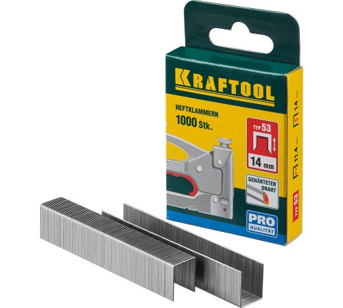 Скобы для степлера KRAFTOOL тип 53 14мм, 1000 шт, калибр 23GA 31670-14