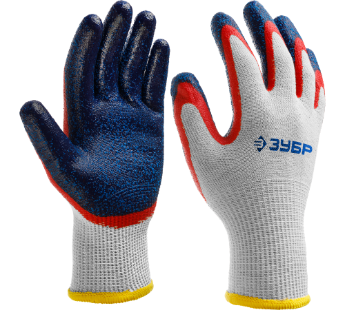 11454-S Перчатки ЗУБР ЗАХВАТ-2,с двойным нитриловым обливом, размер S-M текстурированное покрытие
