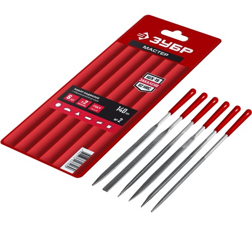 Набор ЗУБР Мастер Надфили 6шт 140мм, в чехле с ручками 16014-Н6