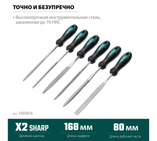 KRAFTOOL Набор надфилей 160мм, 6 шт 16030-6