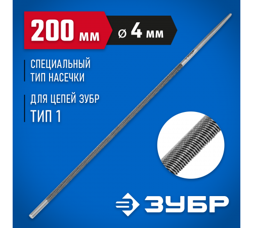 Напильник круглый ЗУБР Профессионал 4,0мм 1650-20-4.0