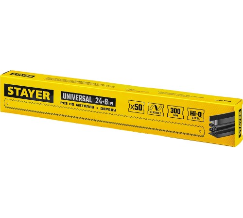 1591_z01 Полотно STAYER Universal двустороннее широкое по дереву и металлу, 8+24 TPI, 25х300мм