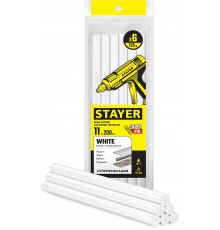2-06821-W-S06 Стержни клеевые STAYER White, белые,11х200мм, 6шт, 125 г.