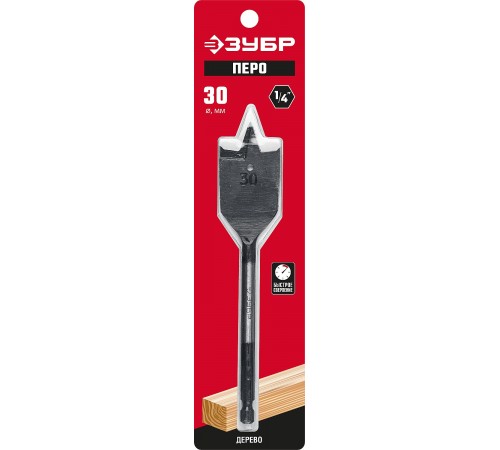 29505-30_z01 Сверло перовое по дереву ЗУБР, с боковыми подрезателями 30х152мм