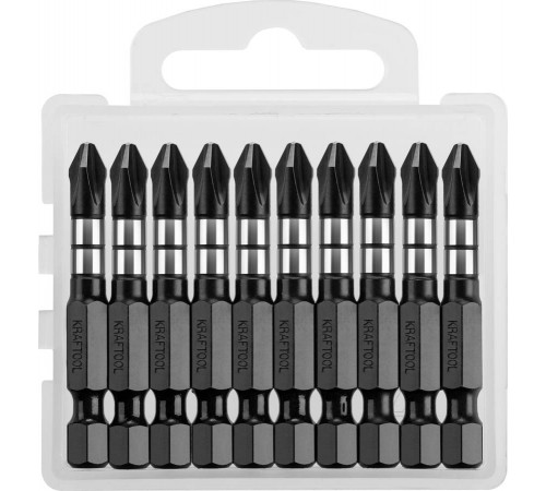 26191-2-50-S10 Биты KRAFTOOL Impact Pro, Philips, тип хвостовика Е 1/4, PH2, 50мм