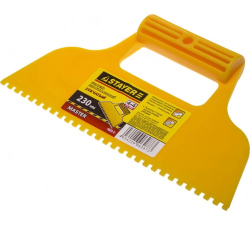 1022-4 Шпатель малярный STAYER MASTER 230 мм,зубчатый 4х4мм ,пластмассовый