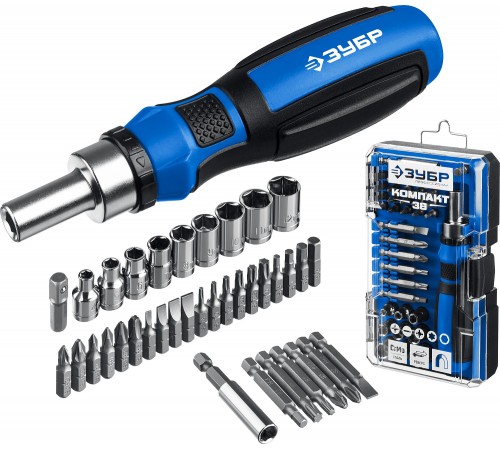 25165-H38 Компакт-38 набор ЗУБР:реверсивная отвертка с насадками 38 шт