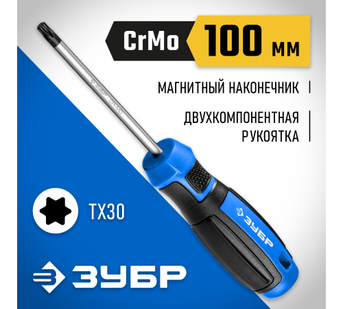 25234-30 Отвертка ЗУБР Профессионал TX30x100