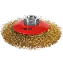 Щетка-крацовка УШМ  Mirax витая стальная латунированна проволока 0,3мм, 100мм,35143-100