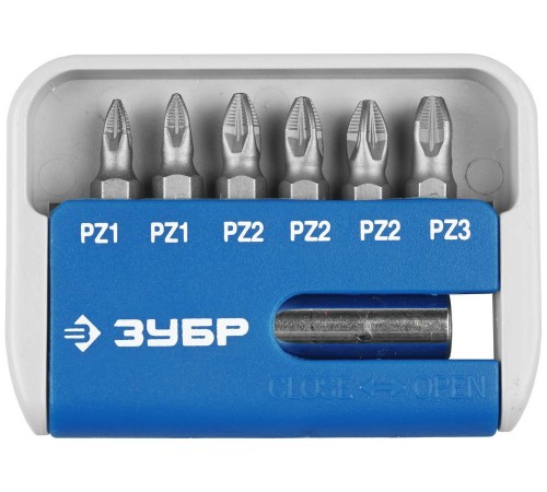 26042-Н7 Набор ЗУБР 7 пред.: биты с магнитным адаптером, хромолибд.сталь S2,