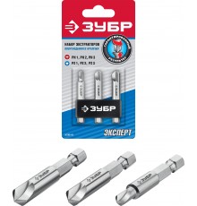 26700-Н3 Набор ЗУБР: Экстракторы поврежденного крепежа, для выкручивания крепежа с износом, 3 пр.