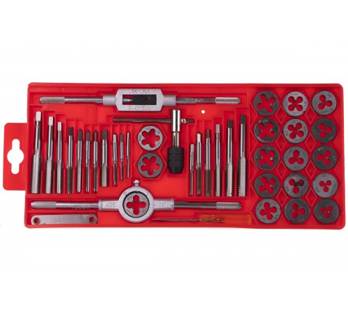 2810-H40_z01 Набор метчиков ЗУБР 40 предметов пластиковый бокс сталь 9XC