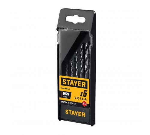 Набор сверл по металлу STAYER IMPACT READY HEX-1/4" 5шт 29603-Н5