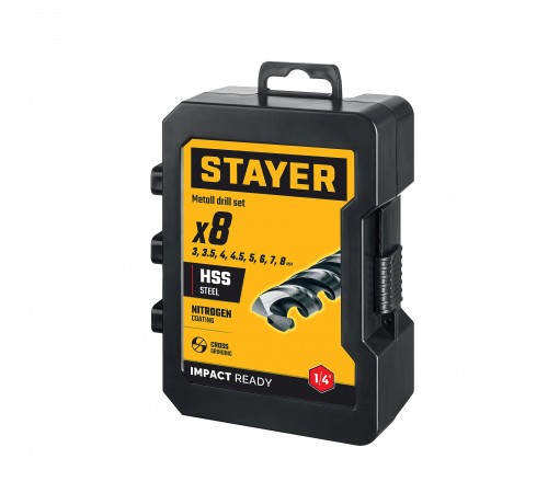 Набор сверл по металлу STAYER IMPACT READY HEX-1/4" 8шт 29603-Н8