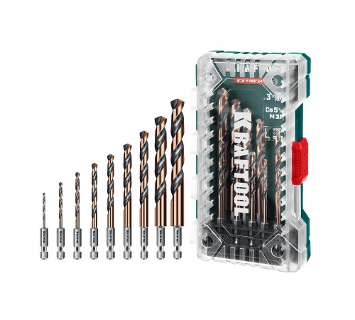 Набор сверл по металлу KRAFTOOL HEX-1/4" 10шт. IMPACT READY 29652-H10