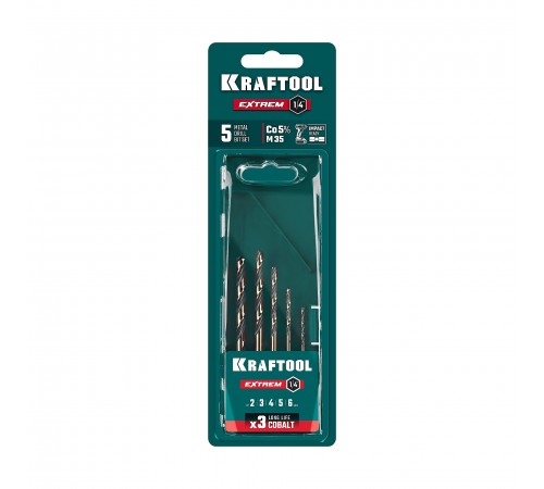 Набор сверл по металлу KRAFTOOL HEX-1/4" 5шт. IMPACT READY 29652-H5