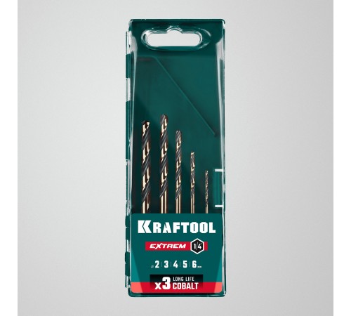 Набор сверл по металлу KRAFTOOL HEX-1/4" 5шт. IMPACT READY 29652-H5