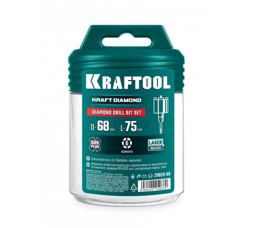 Коронка алмазная KRAFTOOL DIAMOND d 68мм для подрозетников 29820-68