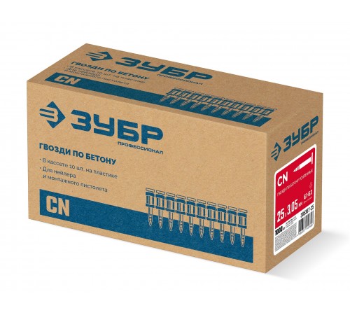 ЗУБР CN усиленные 25 х 3.05 мм, гвозди по бетону оцинкованные, 1000 шт (305387-25)